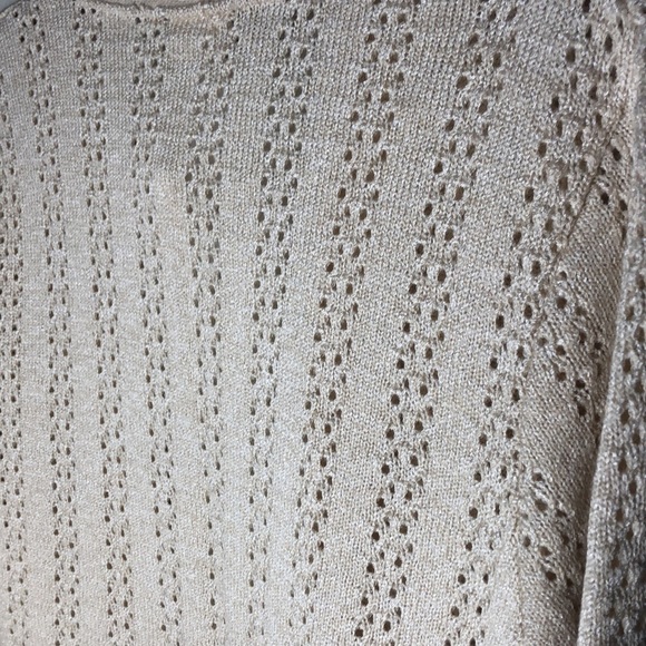 VINTAGE MISS PERNILLA Champagne Delicate Knit Open Cardigan Sweater Size 12 - Picture 13 of 16